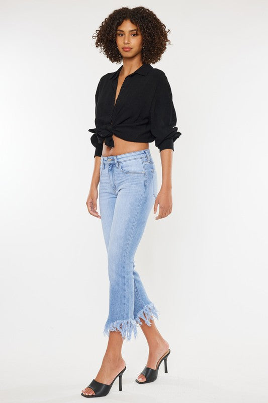 High Rise Crop Bootcut Denim Pants