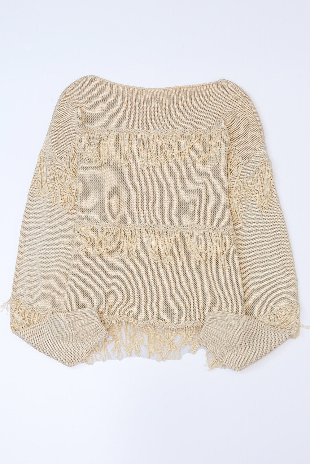 Khaki Boho Tasseled Knitted Sweater